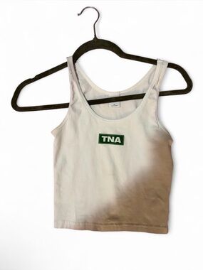 TNA White Tank Top with Green Logo Patch